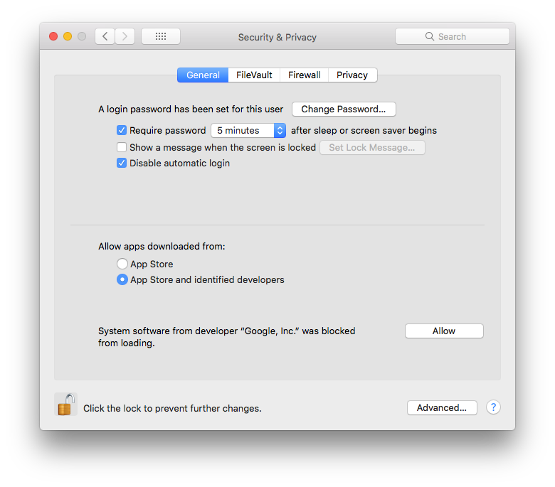 google drive installer mac not asking for password